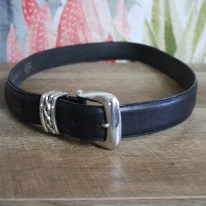 Vtg. Lands End Leather Belt  with Silver Buckle 🌵36